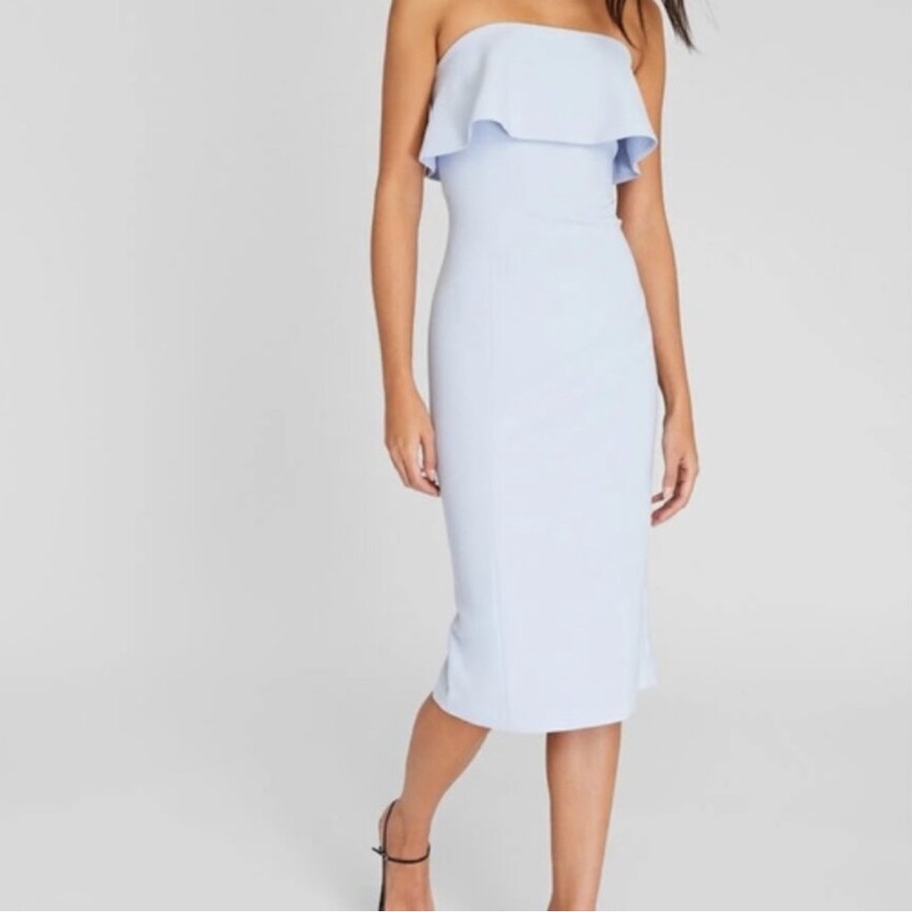Club Monaco Tiered Overlay Midi Tube Dress